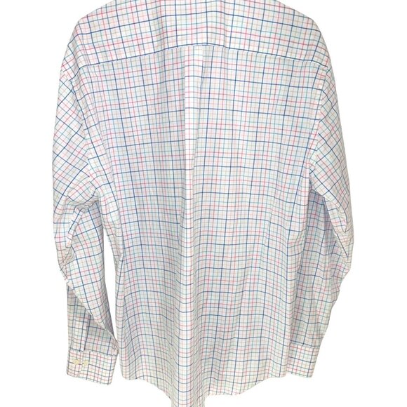 Peter Millar Mens XL Plaid Button-Down Classic Cotton Spandex White Multicolor - Picture 3 of 8
